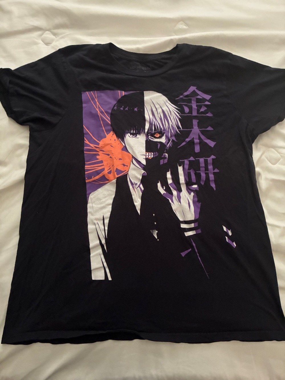Black Tokyo Ghoul Graphic Tee with Purple & White Artwork